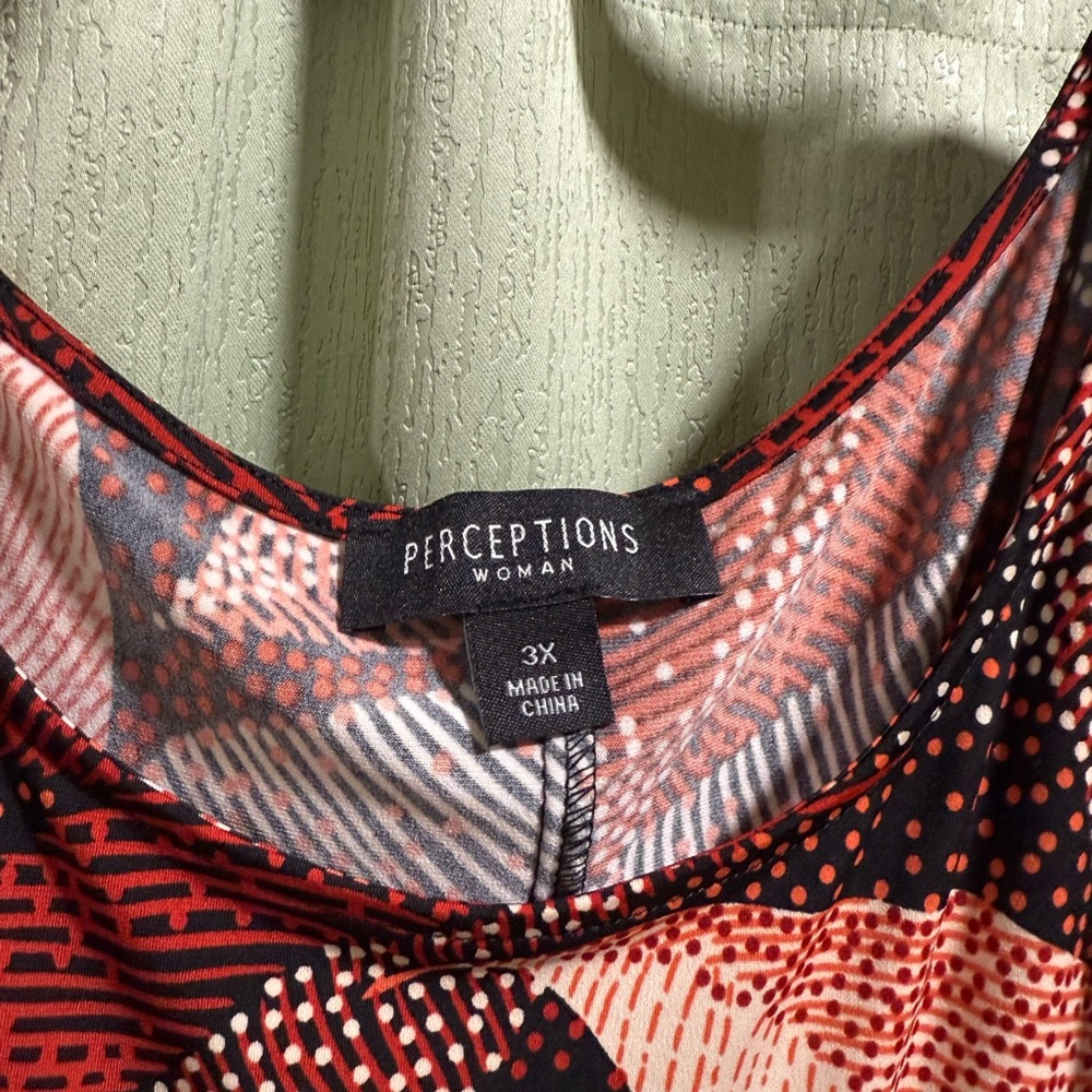 Red Patterned Dress with Jacket - Picture 9 of 16